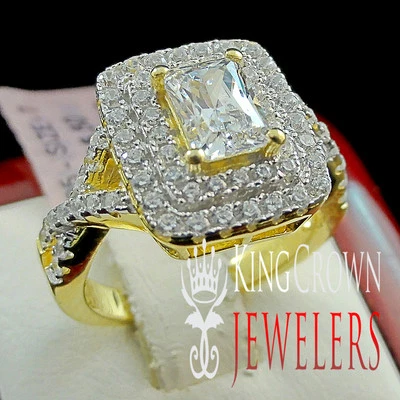 ANILLO DE COMPROMISO NUPCIAL SOLITARIO DE PLATA 925 DE ORO AMARILLO PARA DAMA Foto 1 de 4