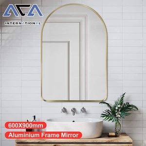 Bathroom Bedroom Mirror Arch Black Aluminium Frame Wall Mount Beveled Edge 60x90 - Picture 1 of 8