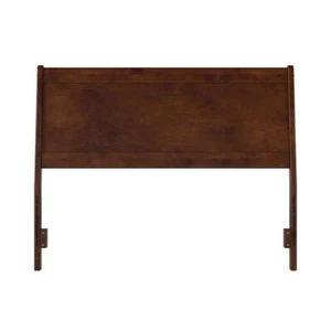 AFI Full Size Solid Wood Panel Headboard Metal Bed Frame Compatible Sturdy Brown - Picture 1 of 7