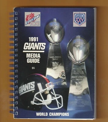 Guía de medios de los New York Giants 1991 Bill Parcells Lawrence Taylor B1 Foto 1 de 2