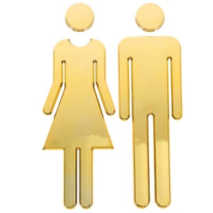 Mens And Womens Bathroom Sign Figure Set Stainless Steel Restroom Sign UK - Picture 1 of 12