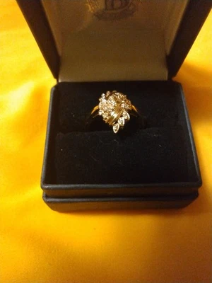 10kt. yellow gold cluster diamond ring size 7 1/2 ( shimmers with fine diamonds) - Image 1 of 3