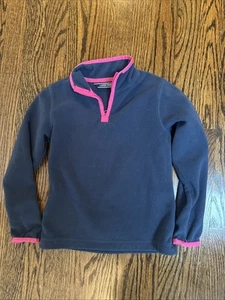 Lands’ End Boy Girl Navy Pullover Fleece size M (5-6) soft - Picture 1 of 5