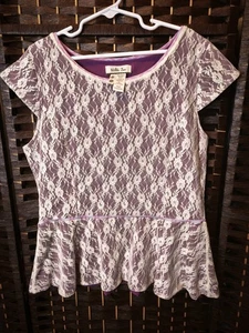 Matilda Jane Poet Peplum Top Girls It's A Wonderful Parade Purple Shirt XS - Picture 1 of 7