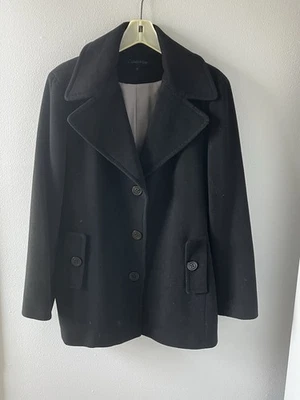 Calvin Klein Wool Peacoat Size 12 Black - Image 1 of 4