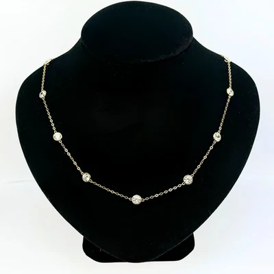 Collar de oro 14k circonita cúbica circonita cúbica por yarda 16"" hasta 42" Foto 1 de 4