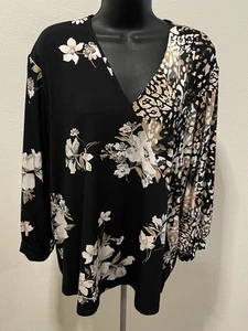 Est 1948 Damen Gr. XL Bluse elegant mehrfarbig Multi Design Stretch V-Ausschnitt - Bild 1 von 9