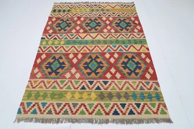 Небольшой ковер из шерсти с геометрическим узором 5x7 футов традиционный восточный ковер ручной работы - Изображение 1 из 4