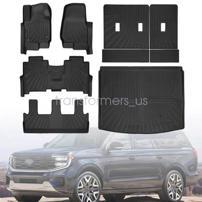 TPE Floor Mats+Trunk Cargo Liners For 2018-25 Ford Expedition Max Bench 8-Seater - Image 1 of 4