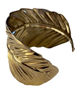 Silvertone Leaf or Feather Cuff Bracelet, Open Sizing, Brand New - Picture 1 of 6