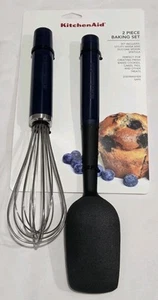 New Kitchenaid Dark Blue Utility Whisk & Silicone Spoon Spatula Set - Picture 1 of 1