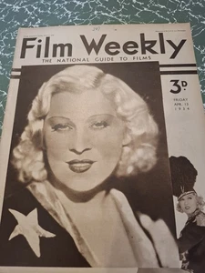 Vintage FILM WEEKLY Magazine 13 APRIL 1934 Mae West Cover I'm No Angel - Imagen 1 de 7
