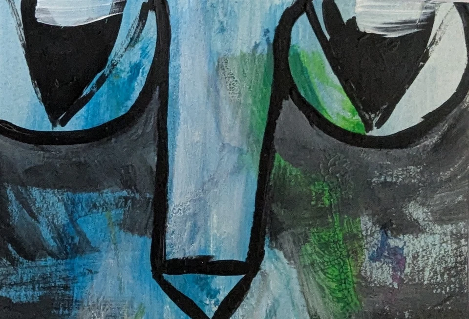 Pintura original de gato negro ACEO cara coleccionable arte moderno por Samantha McLean Foto 1 de 1