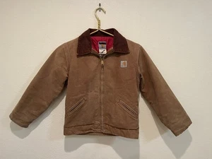 Vintage Carhartt Youth Jacket Sz. 10 Detroit Y20 BRN Quilted Red Lined Union USA - Picture 1 of 13