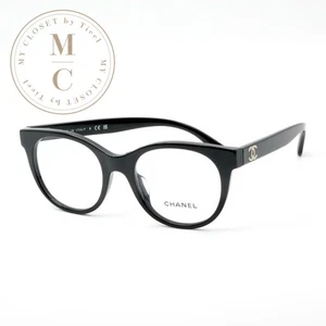 CHANEL Glasses Black Gold Coco Mark Rhinestones Eyewear Logo - Picture 1 of 9