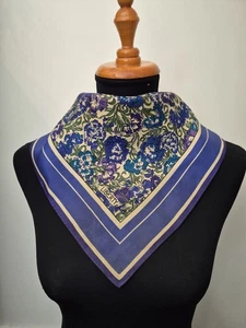 LIBERTY OF LONDON 68cm Silk Square Scarf Blue Floral Cream - Bild 1 von 24