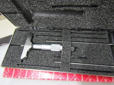 Starrett 440MZ-75RL Micrometer Depth Gage 0-75mm  Case and Box - Image 1 of 4