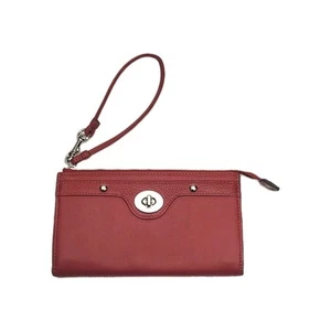 Coach Penelope Wristlet Wallet Red Leather Clutch Purse Organizer Toggle Zippy - Bild 1 von 11