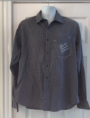 Camisa informal Marithe Francois Girbaud a lunares puño abatible para hombre XL azul Y2K Foto 1 de 4