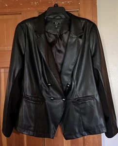 G By Juliana Chocolate Brown Faux Leather Buttery Soft Jacket Blazer Sz 1X - Picture 1 of 8