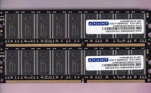 2GB 2x1GB PC-3200E DDR-400 ECC AVANT AVM7228U52C3400K1-NYCP RAM MEMORY KIT DDR1 - Picture 1 of 2