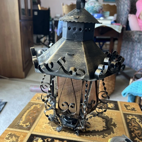 Hanging Lantern,Ornate Scroll Work,Gothic,Spanish,Vintage,13” By 8” Cover