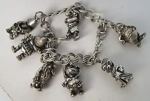 Disney Designcraft Snow White 7 Dwarves Sterling Charm Bracelet 78g w/R&B Box - Picture 1 of 11