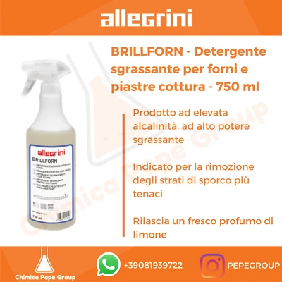 BRILLFORN 750 ml Allegrini - DETERGENTE SGRASSANTE per FORNI e PIASTRE COTTURA