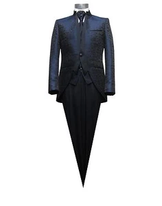 Stehkragen Herrenanzug + Weste + Plastron 4 teilig 56 Blau - Bild 1 von 9