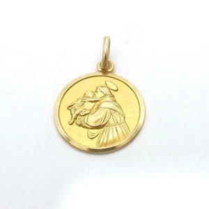 Solid 18k Gold Saint St Anthony Medal Charm Pendant Italy 750 UnoAerre - Picture 1 of 6