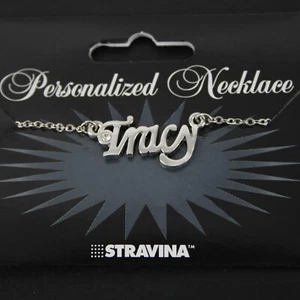 TRACY Name Silvertone Rhinestone 14.5" w 4.5" Multi Ring Ext Necklace - Picture 1 of 12