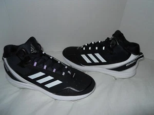New Men S23886 Adidas Icon 7 Boost Metal Mid Baseball Cleats Size 10.5 Black - Picture 1 of 12