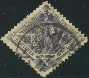 Paquete de exposición de feria de Berlín viaje etiqueta usada 3pf franqueo 1896 Alemania - Imagen 1 de 1