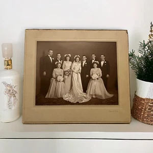 Authentic 1950s Wedding Photograph in Chipboard Mat/ Frame. 1960s Wedding Epheme - Picture 1 of 3