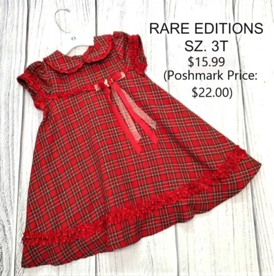 VESTIDO DE FESTA DE NATAL TARTAN VERMELHO/VERDE/PRETO PARA MENINAS EDIÇÕES RARAS, TAMANHO. 3T - Imagem 1 de 2