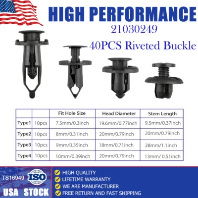 Juego de 40 surtidos de clips de moldura de remache de pasador de empuje para carrocería/parachoques de auto Foto 1 de 4