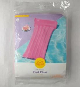 SUN SQUAD Rosa Aufblasbare Pool Schwimmmatratze Integriertes Kissen Neu - Bild 1 von 7