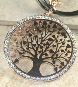 SILVER Elegant Family Tree of Life Crystal Rose Gold Filled Pendant Necklace 004 - Picture 1 of 1