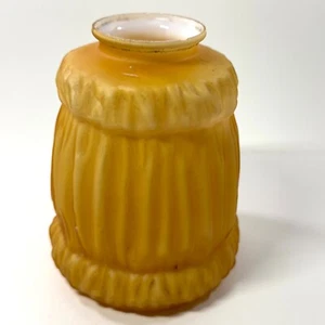 Vintage Satin Amber cased Glass Lamp Shade drapery style - Picture 1 of 9