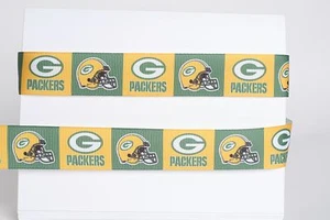 GREEN BAY PACKERS FOOTBALL 7/8" GROSGRAIN RIBBON 1,3,5,10 YARDS SHIP FROM USA - Picture 1 of 1