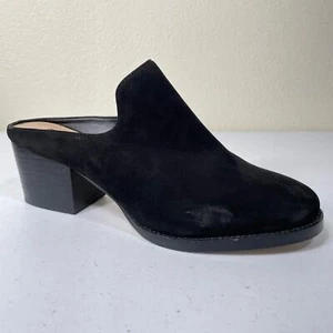 DKNY Black Leather Block Heel Slide Mules Corpcore Minimalist Officecore 7.5 - Picture 1 of 9