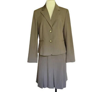 Jones Wear Career 2pc Skirt Suit Blazer Jacket Women Size 8 & 10 Brown Pinstripe - Picture 1 of 24