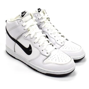Nike Dunk High White Black Leather 2012 Sneakers 317982-126 Men's 10.5 AUTHENTIC - Picture 1 of 12