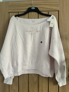 HOLLISTER PINK SWEATSHIRT SIZE XXL OFF THE SHOULDER BRAND NEW WITH LABELS - Picture 1 of 6