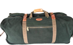 Vintage DAKOTA by TUMI Duffel Bag Weekender Green Canvas Genuine Leather 30 x 15 - Picture 1 of 11
