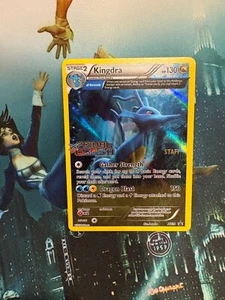 2015 Pokemon Kingdra XY39 Pre-Release STAFF + 1 bonus card! - Picture 1 of 2