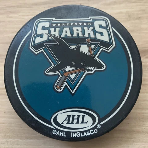 WORCESTER SHARKS AHL HOCKEY PUCK AMERICAN LEAGUE INGLASCO MADE IN SLOVAKIA Cover