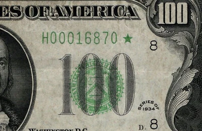 1934 $100 Federal Reserve St. Louis STAR NOTE  Fr.2152a-H* PCGS 30 H00016870* - Image 1 of 3