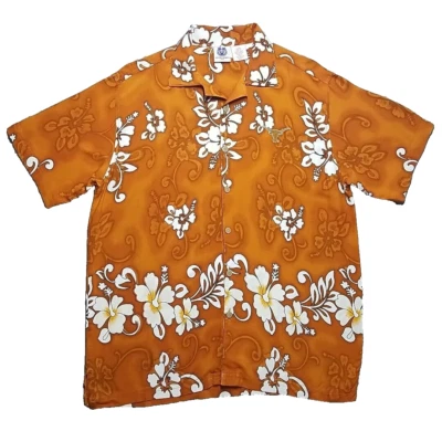 VICTORY SPORTS UT LONGHORN Men's Shirt Large EMBROIDERED HAWAIIAN Orange & White - Image 1 of 4