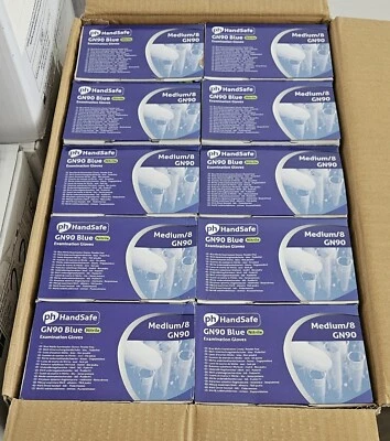 POLYCO HEALTHLINE GN90 Blue Powder-Free Blue Nitrile Exam Gloves Medium - 10 Boxes - 2000 Gloves.